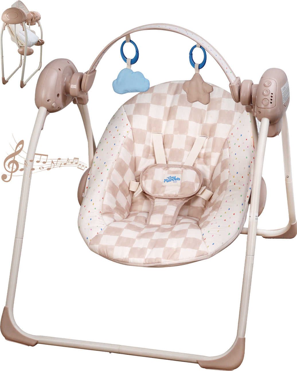 Baby Swings for Infants,Portable Swing with Adaptable Speed, Music(Sander Checker)