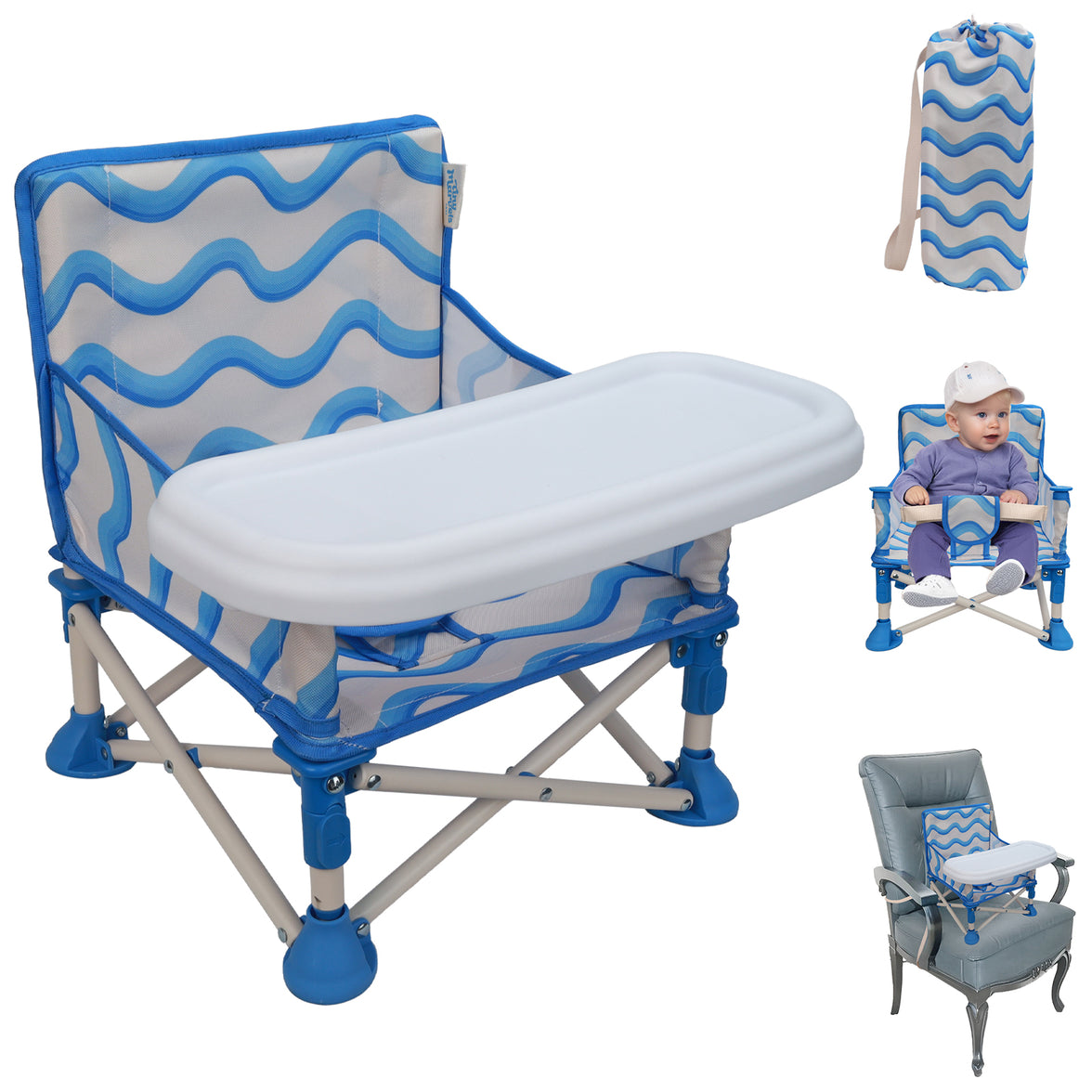 Portable 3-in-1 Baby Chair, Cozy Booster Seat(Sand Checker)