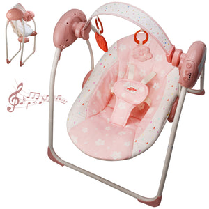 Baby Swings for Infants,Portable Swing with Adaptable Speed, Music(Blush Bloom)