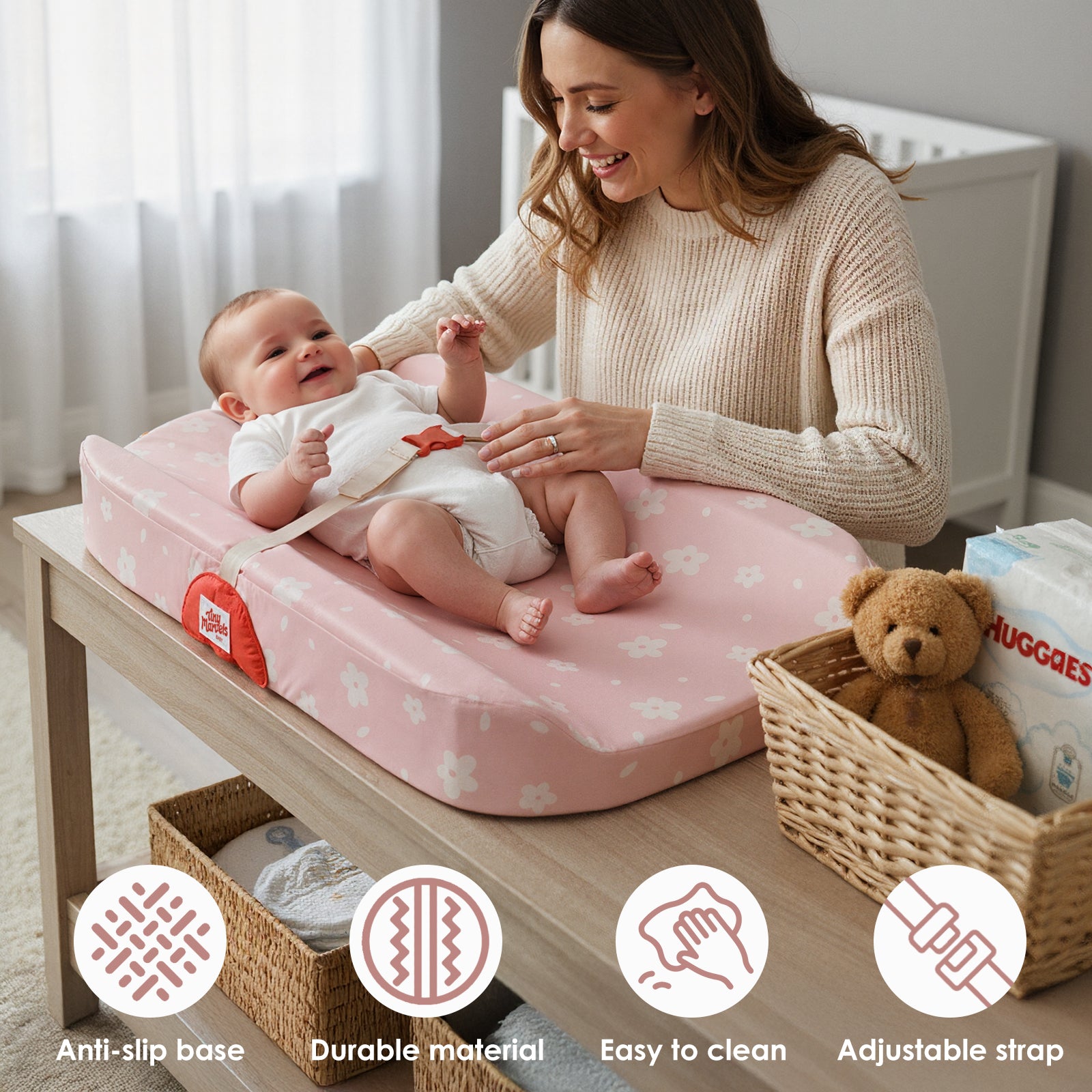 Baby Changing Pad(Blush Petals)