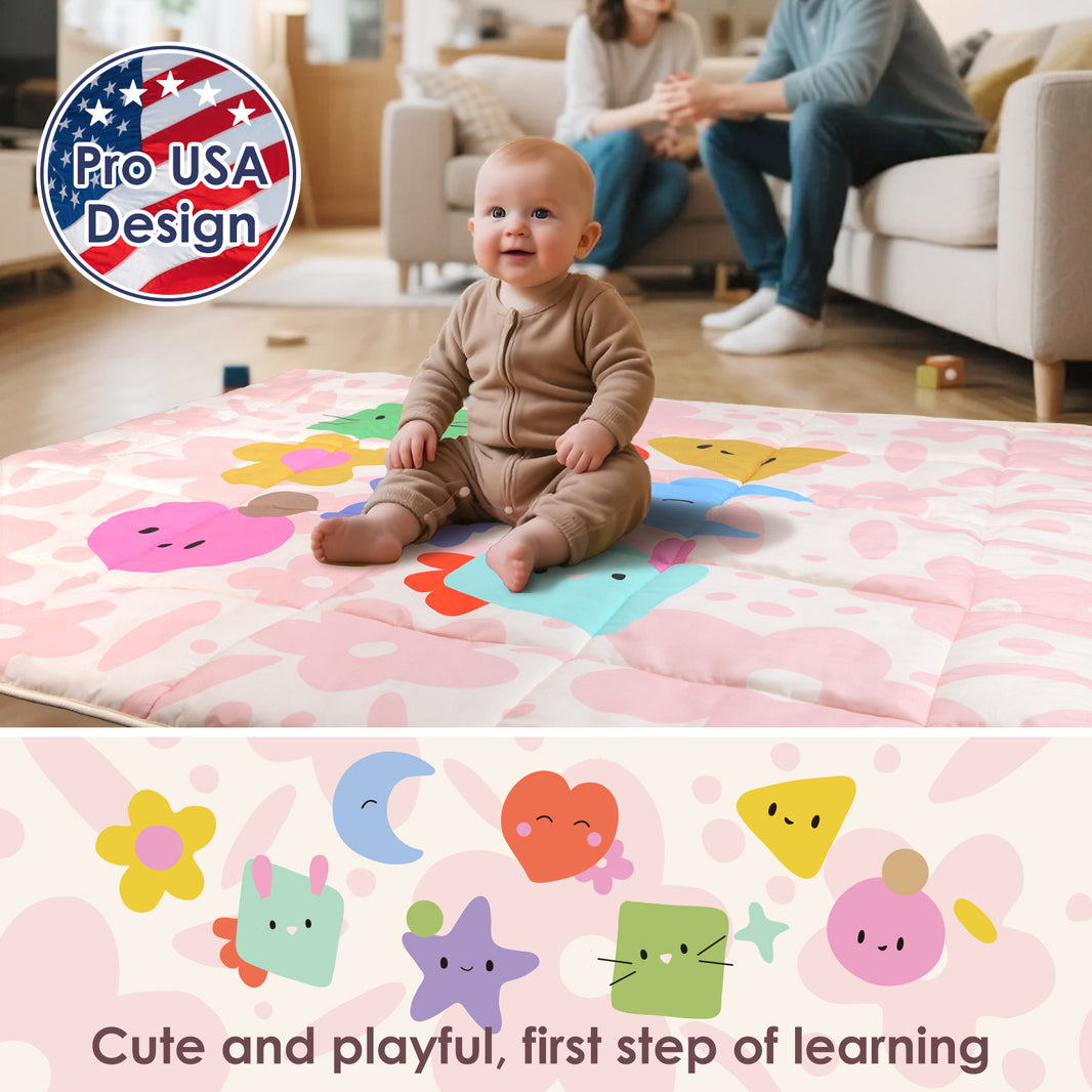 Baby Play Mat for Floor , Fits 50x50 Playpen(Blush Bloom)