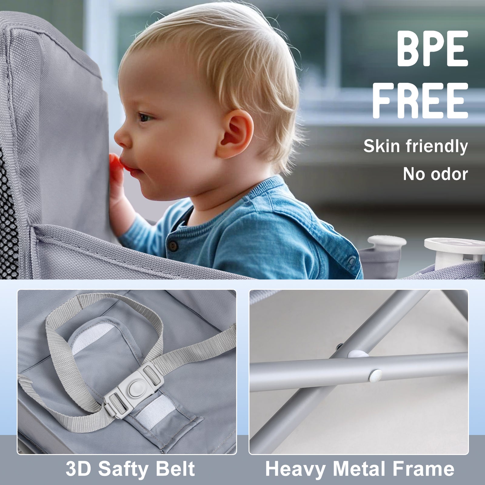 Portable 3-in-1 Baby Chair(Grey)