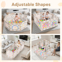 Baby Playpen, 50 x 50 in Play Pen for Babies and Toddlers (Sand Checks)