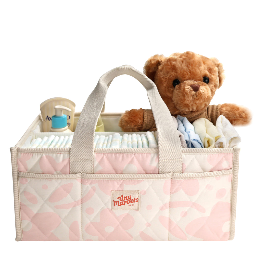 Diaper Caddy Organizer for New Parents(Pink Floral)