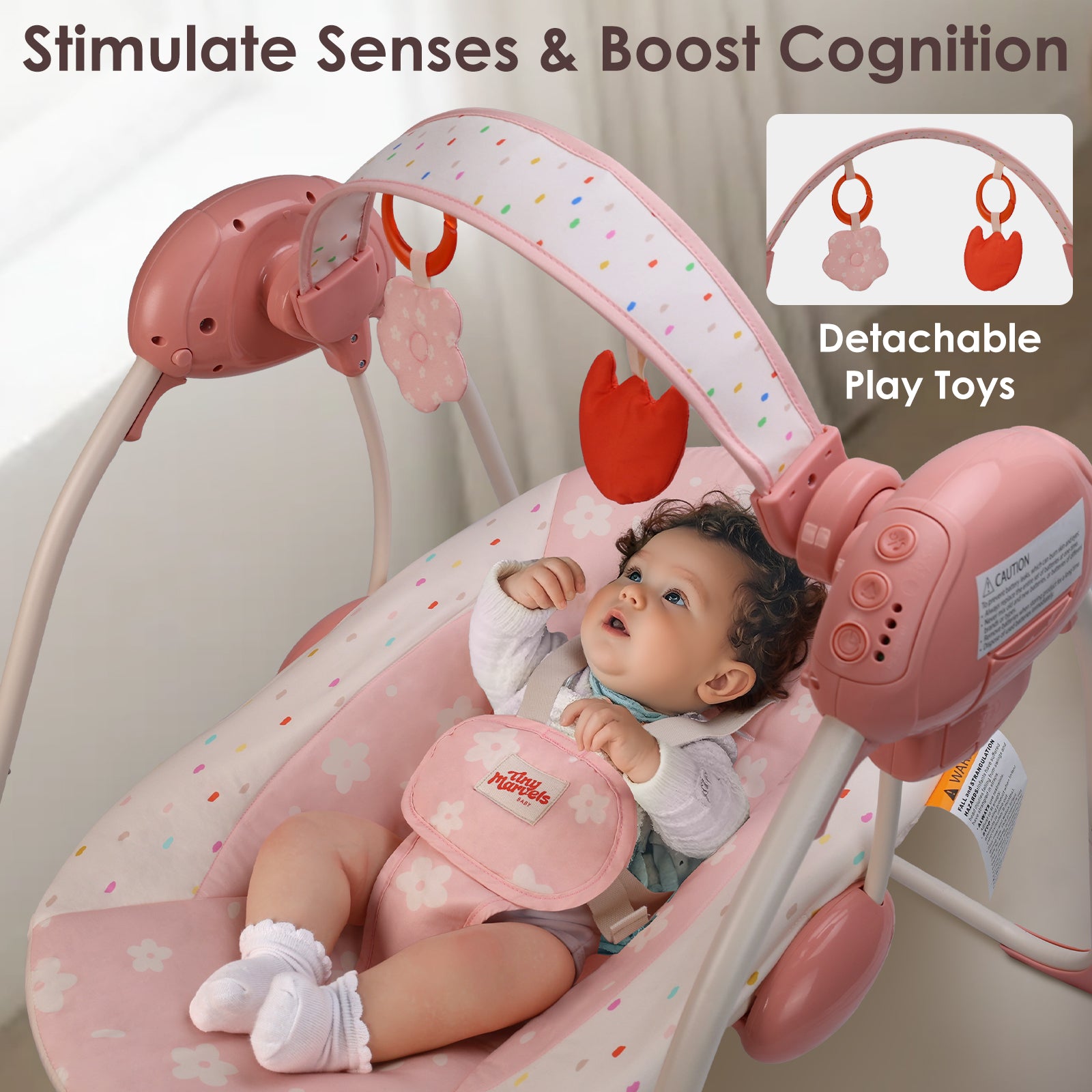 Baby Swings for Infants,Portable Swing with Adaptable Speed, Music(Blush Bloom)