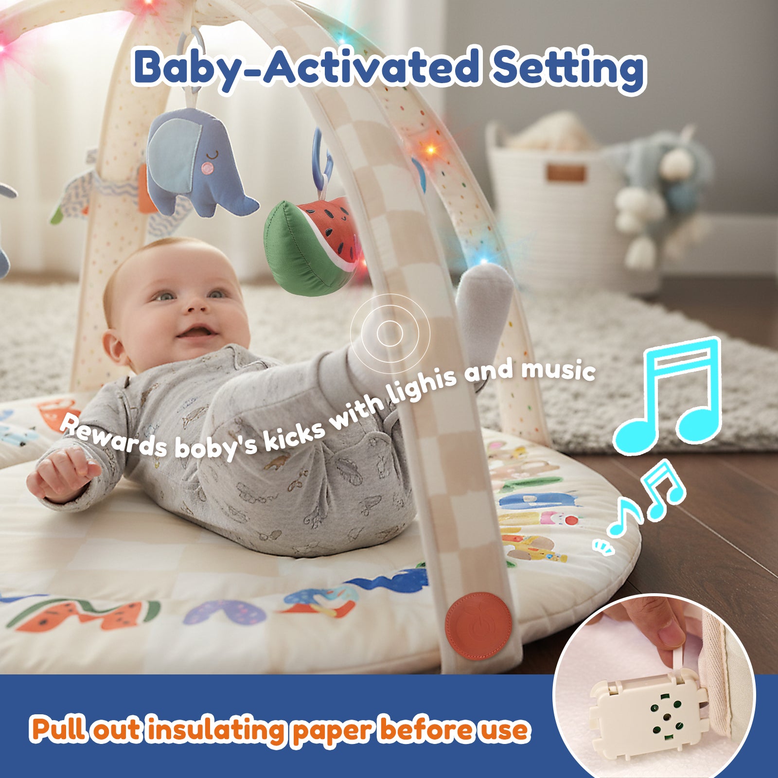 Baby Play Gym & Activity Mat(Sand Checks)