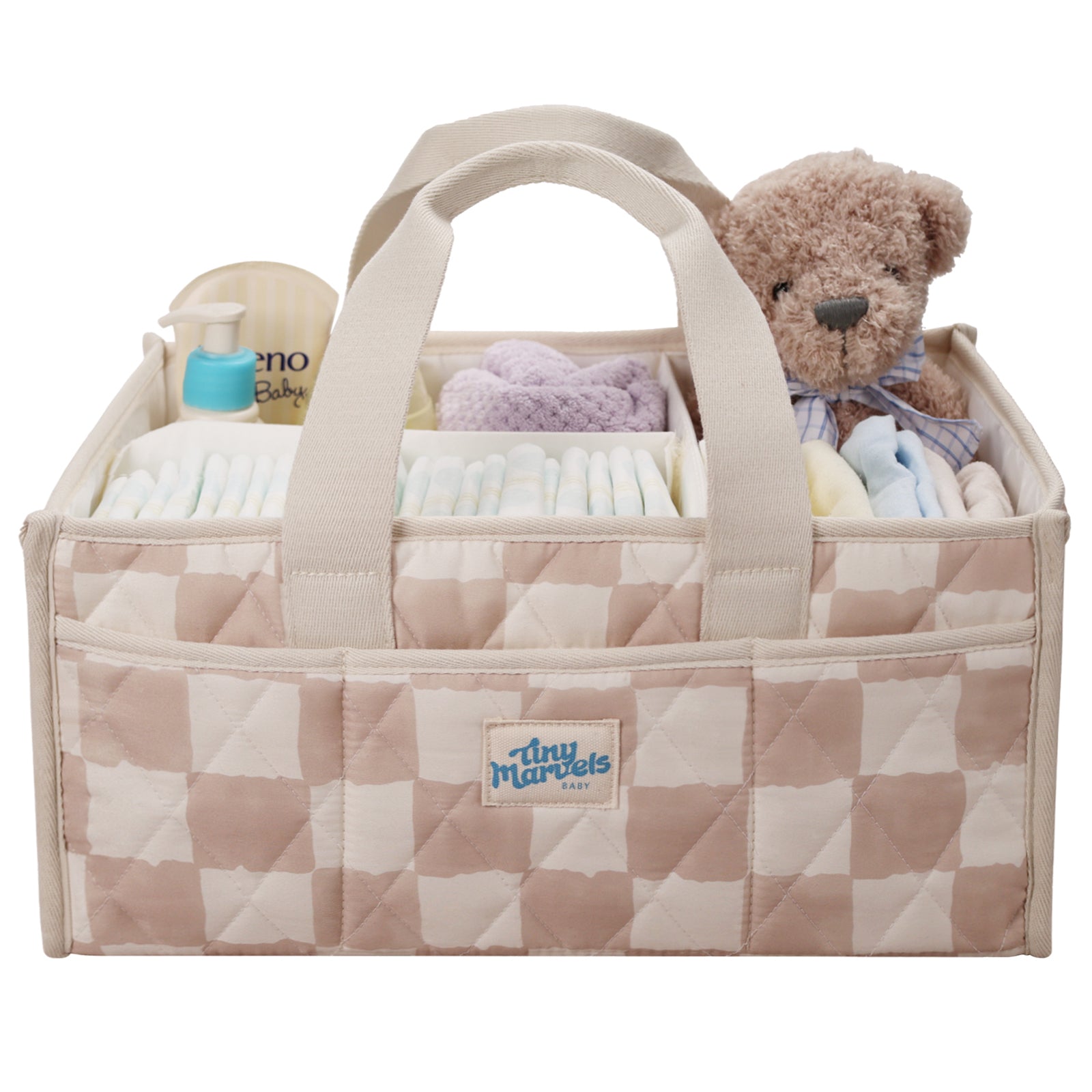 Diaper Caddy Organizer for New Parents(Sand Checks)