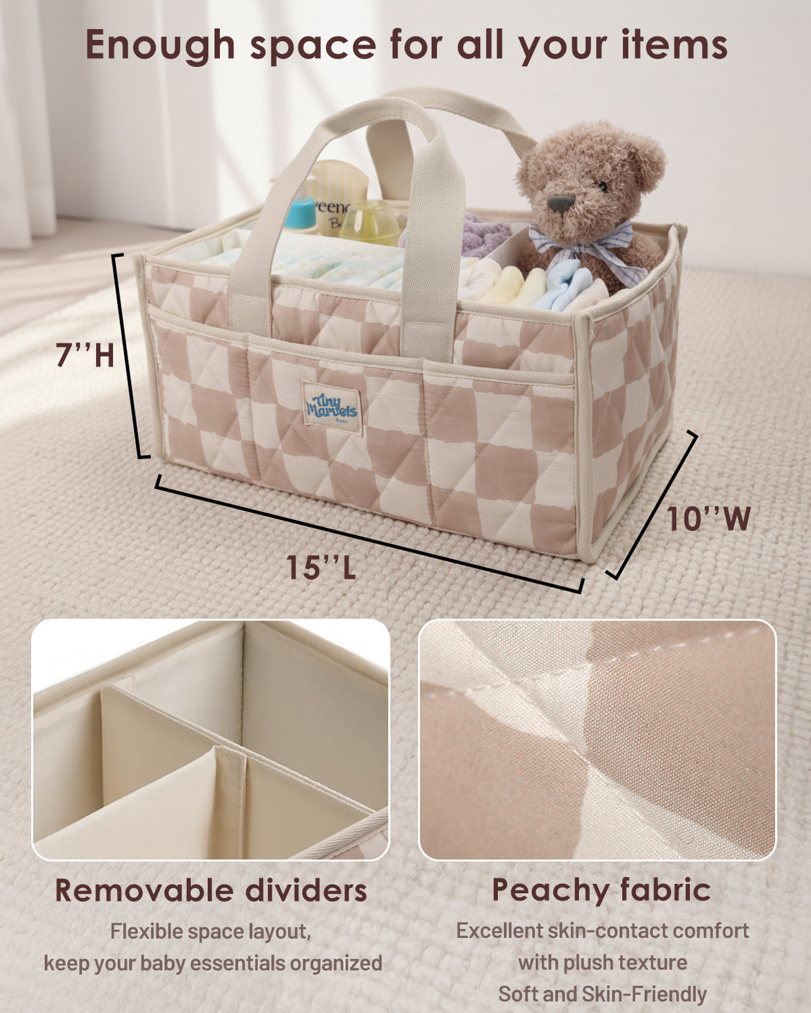 Diaper Caddy Organizer for New Parents(Sand Checks)