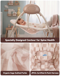 Baby Swings for Infants,Portable Swing with Adaptable Speed, Music(Sander Checker)