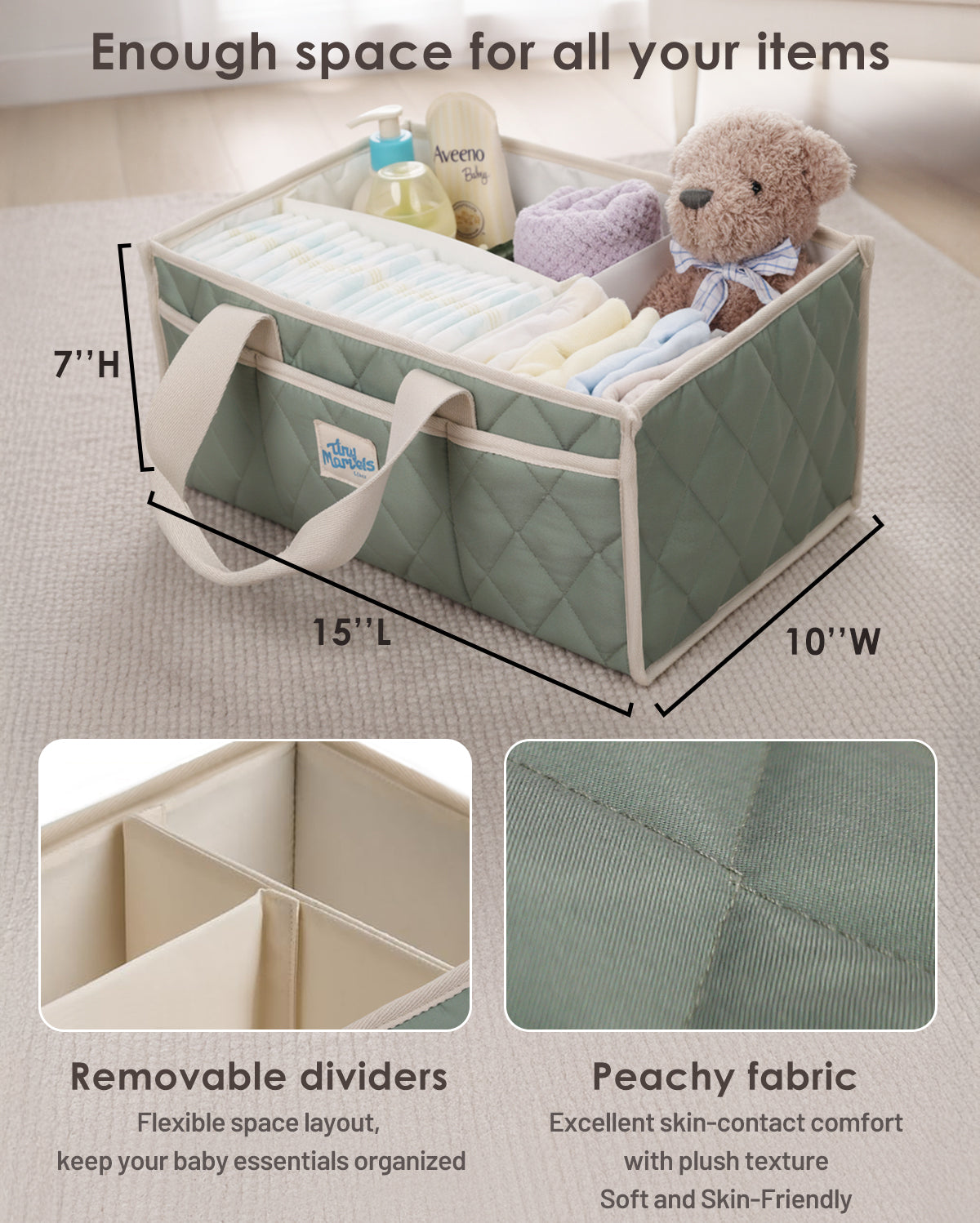 Diaper Caddy Organizer for New Parents(S Sage Green)