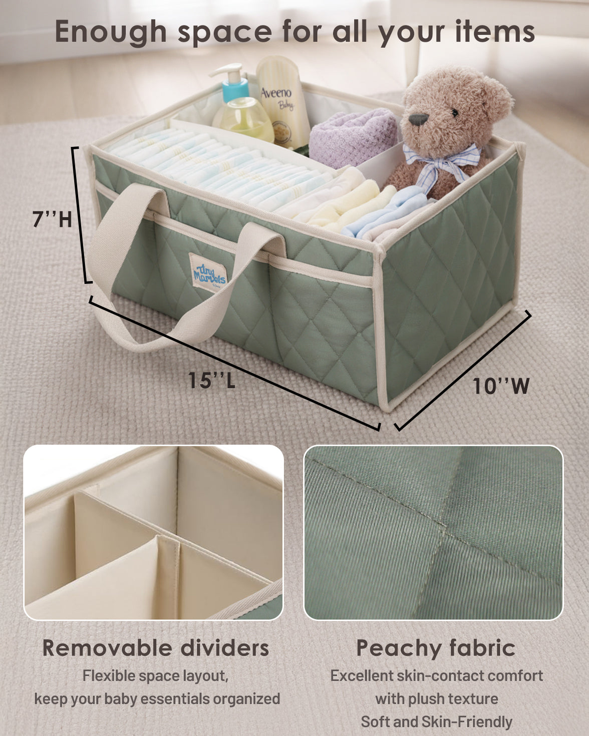 Diaper Caddy Organizer for New Parents(S Sage Green)