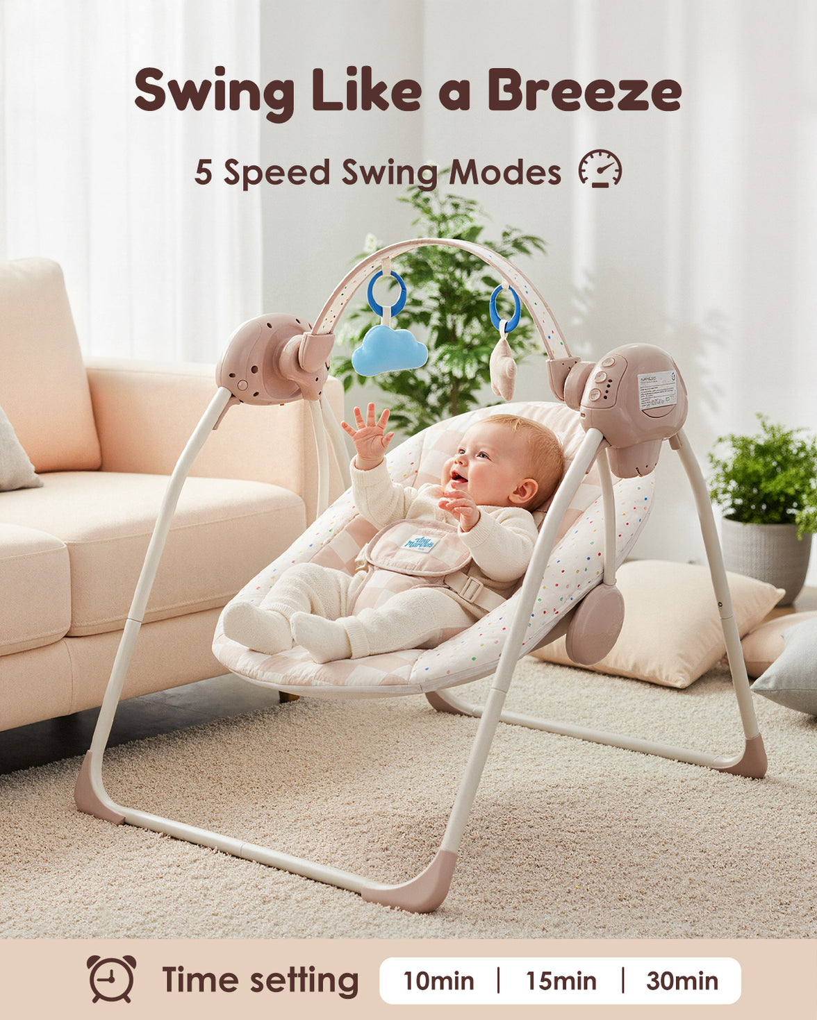 Baby Swings for Infants,Portable Swing with Adaptable Speed, Music(Sander Checker)