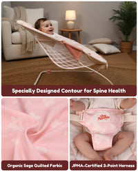 Baby Bouncer – Baby Bouncer seat, Infants Bouncy Seat with Music & Sensory Toys(Pink Floral)