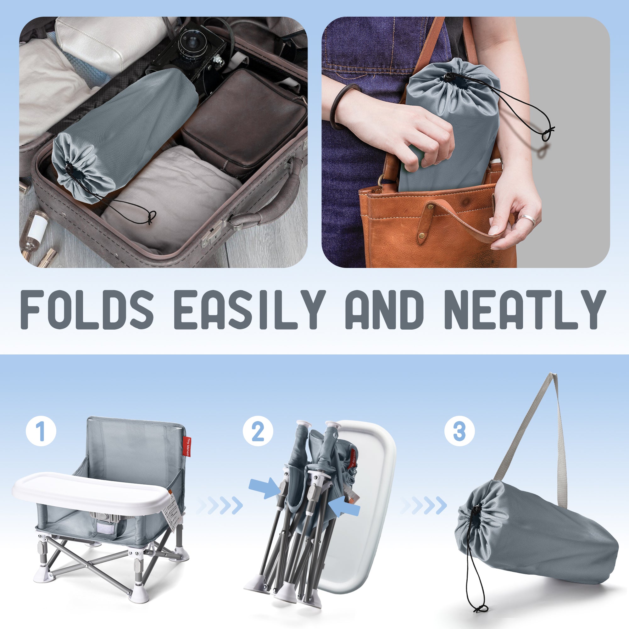 Portable 3-in-1 Baby Chair(Grey)