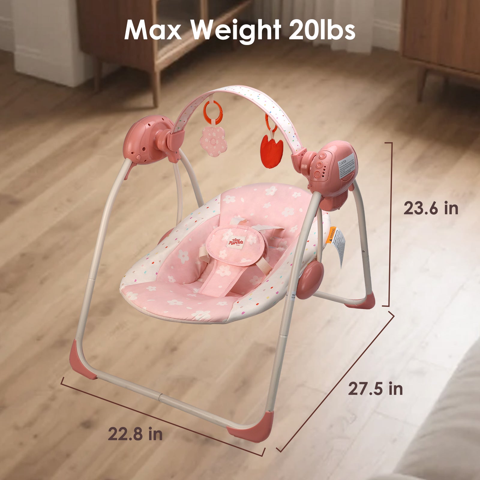 Baby Swings for Infants,Portable Swing with Adaptable Speed, Music(Blush Bloom)
