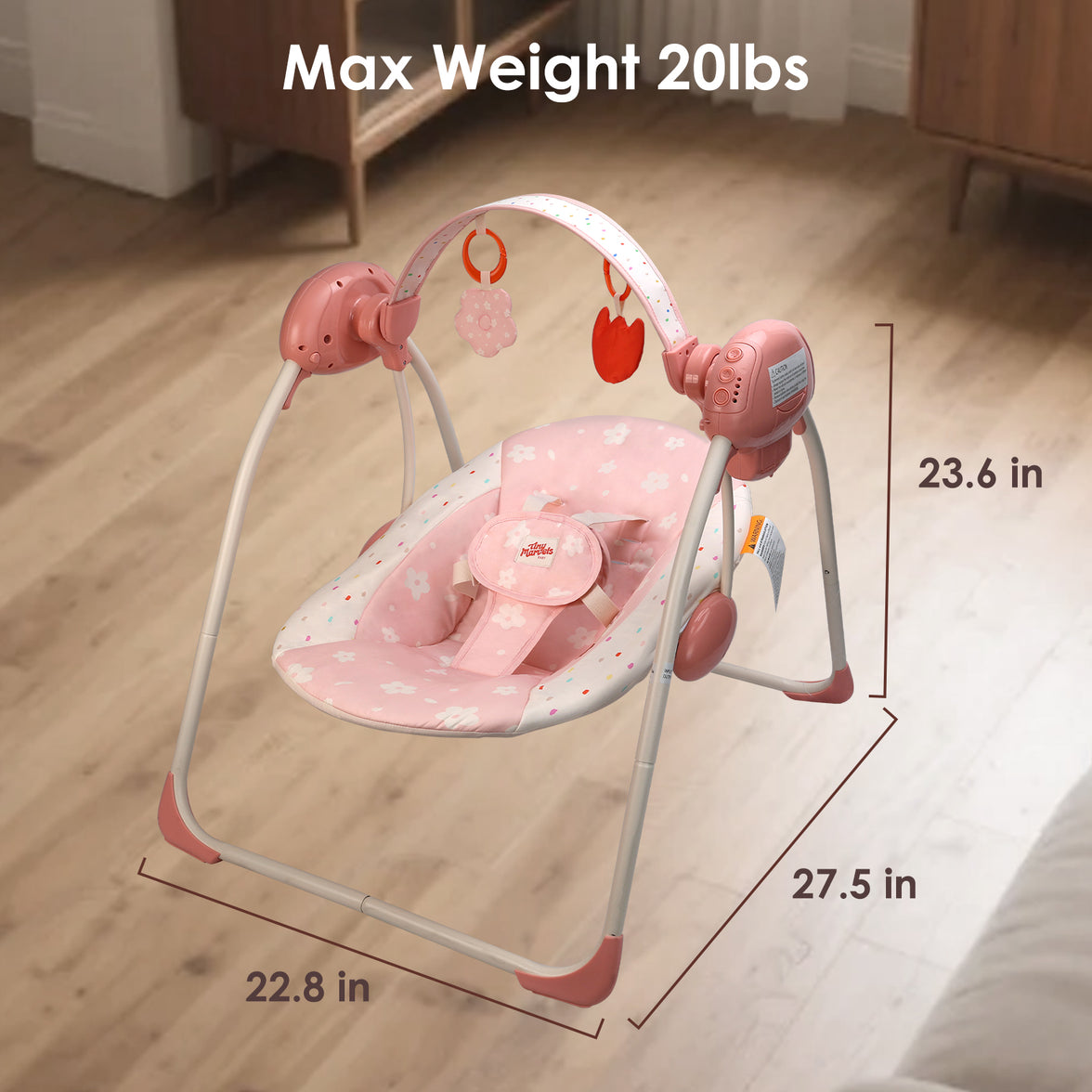 Baby Swings for Infants,Portable Swing with Adaptable Speed, Music(Blush Bloom)