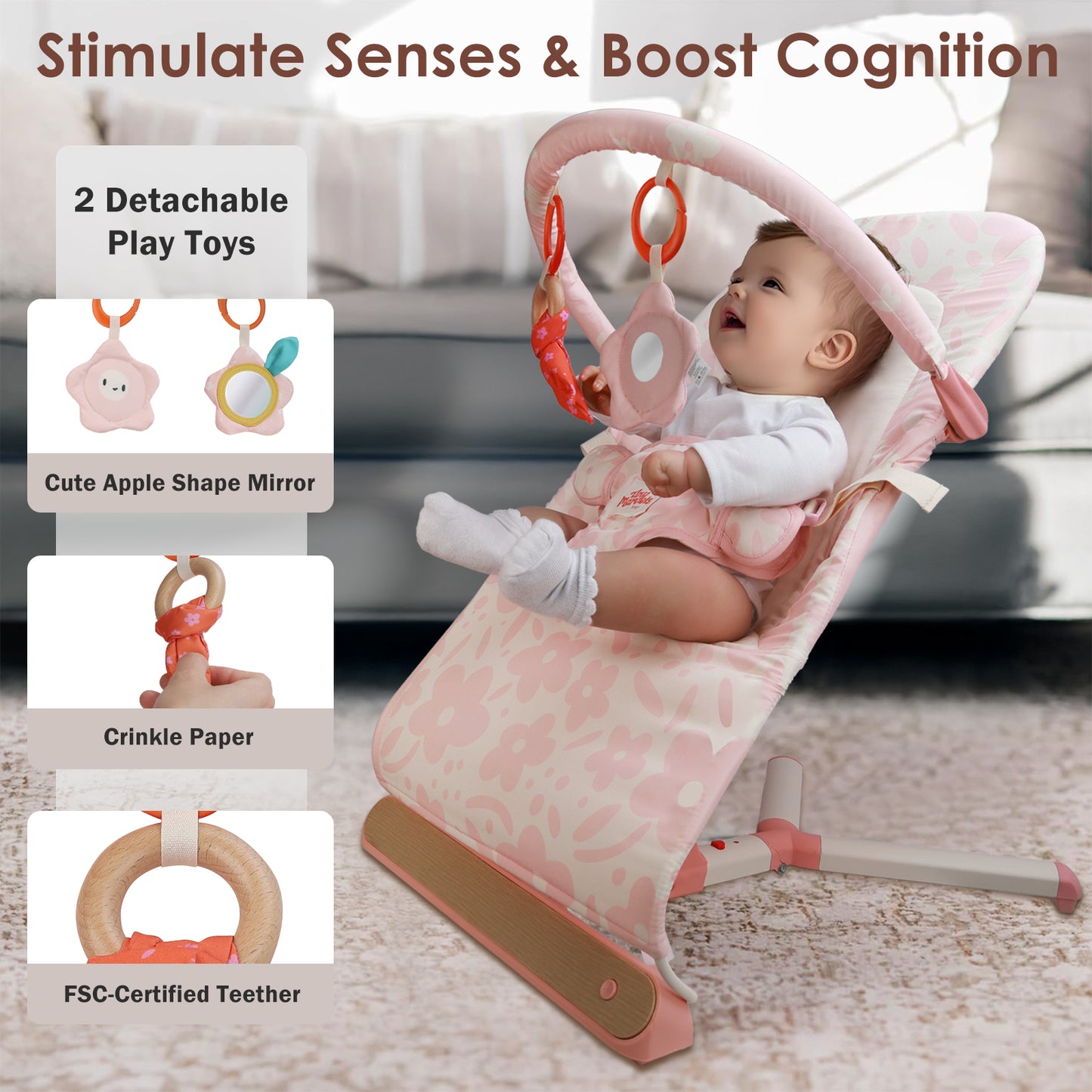 Baby Bouncer, Infants Bouncy Seat with Music