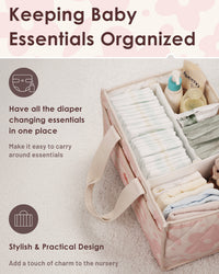 Diaper Caddy Organizer for New Parents(Pink Floral)