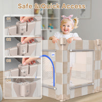 Baby Playpen, 50 x 50 in Play Pen for Babies and Toddlers (Sand Checks)