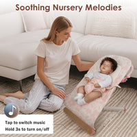 Baby Bouncer, Infants Bouncy Seat with Music(Pink Floral)