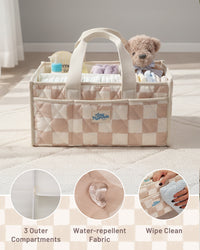 Diaper Caddy Organizer for New Parents(Sand Checks)