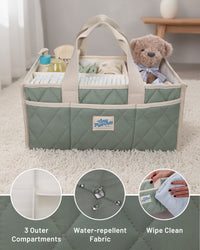 Diaper Caddy Organizer for New Parents(S Sage Green)