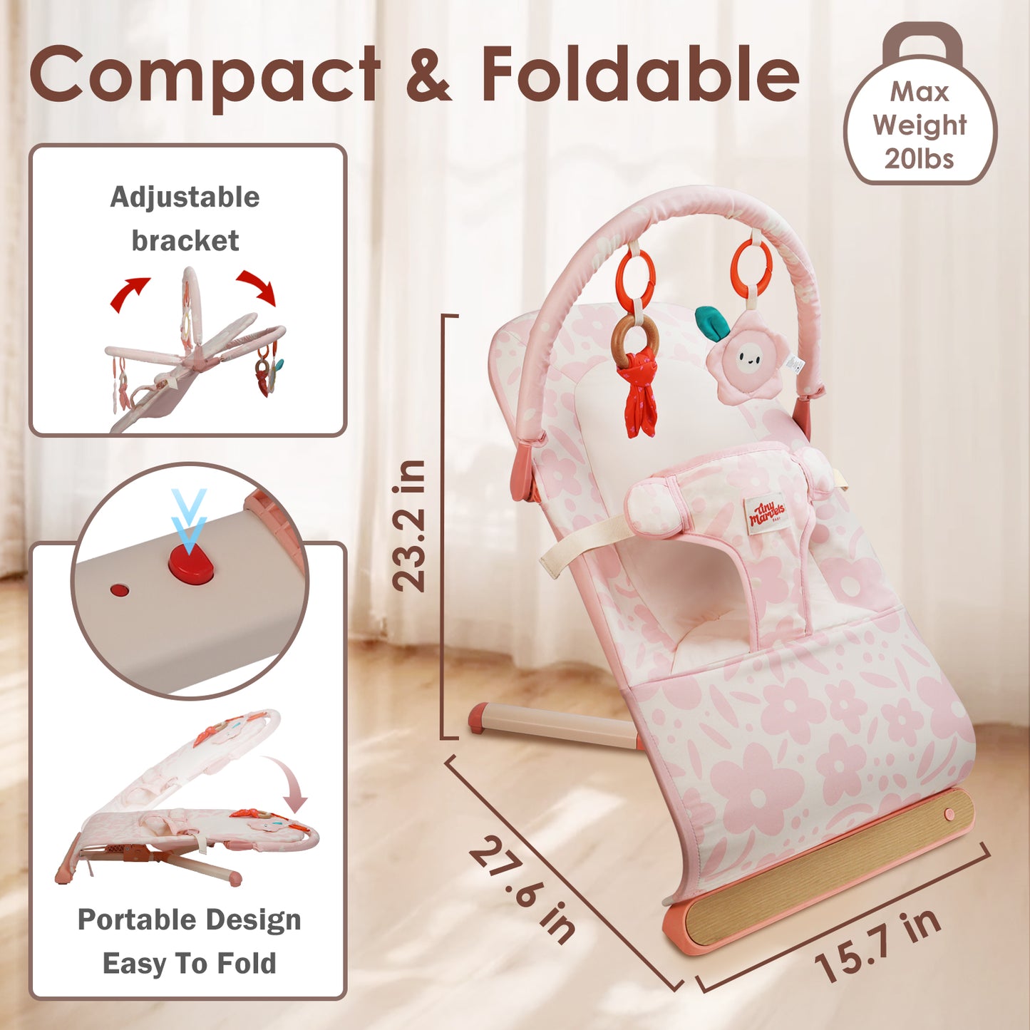 Baby Bouncer, Infants Bouncy Seat with Music
