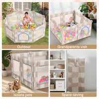 Baby Playpen, 50 x 50 in Play Pen for Babies and Toddlers (Sand Checks)