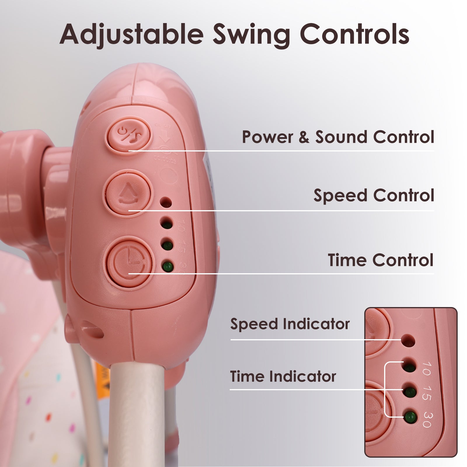 Baby Swings for Infants,Portable Swing with Adaptable Speed, Music(Blush Bloom)