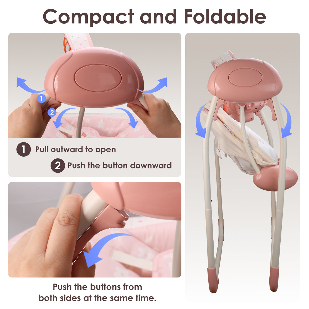 Baby Swings for Infants,Portable Swing with Adaptable Speed, Music(Blush Bloom)