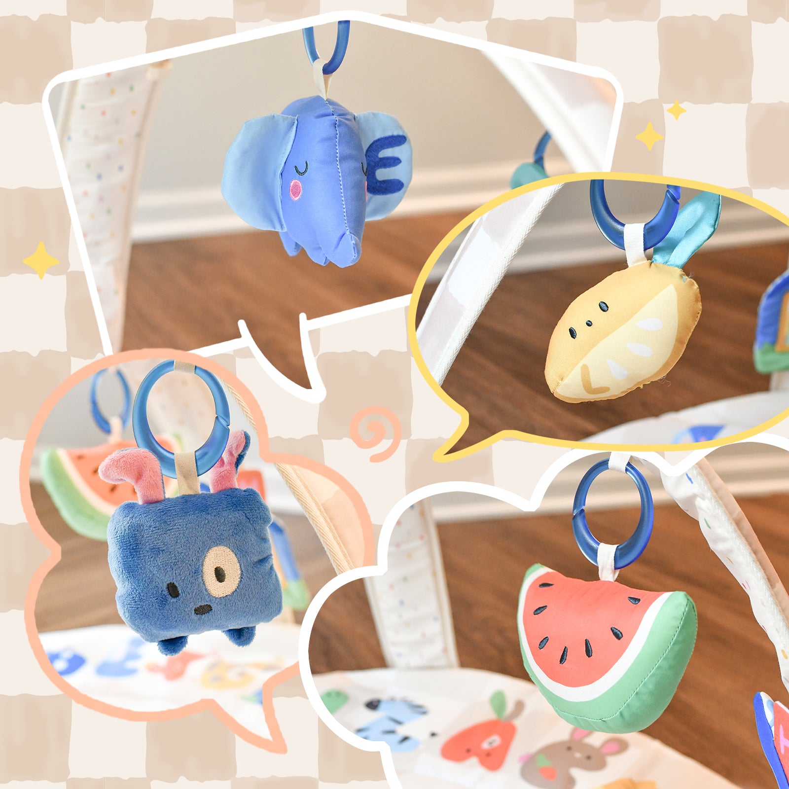 Baby Play Gym & Activity Mat(Sand Checks)